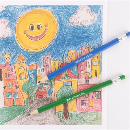 Színes töltőceruza készlet, ceruzatartóban, APLI "Color Click", 12 különböző szín