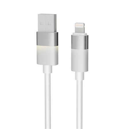 Töltőkábel, USB-A - lightning (Apple), 1 m, AVAX "CB310 Glowy", fehér