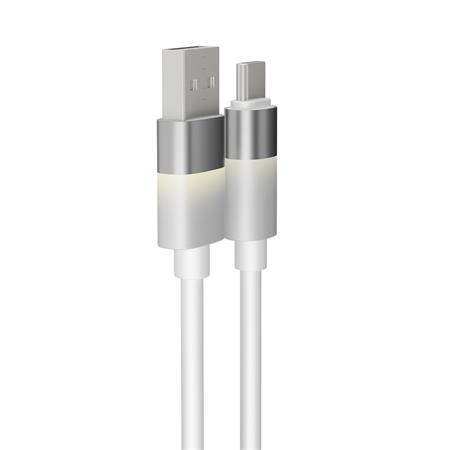 Töltőkábel, USB-A - USB-C, 18W, 1 m, AVAX "CB312 Glowy", fehér