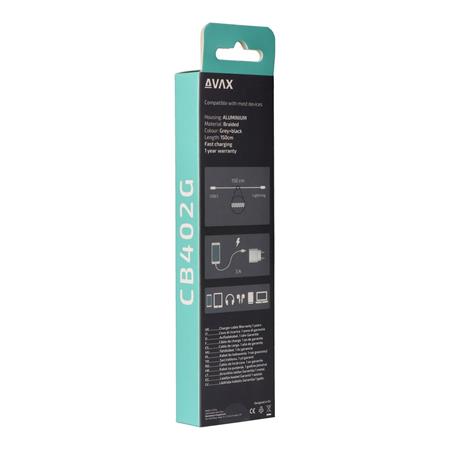 Töltőkábel, USB-C - USB-C, 27W, 1 m, AVAX "CB316 Glowy", fehér