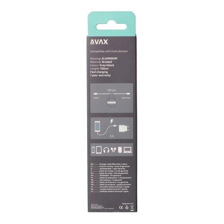Töltőkábel, USB-C - USB-C, 27W, 1 m, AVAX "CB316 Glowy", fehér
