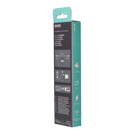 Töltőkábel, USB-C - USB-C, 27W, 1 m, AVAX "CB316 Glowy", fehér