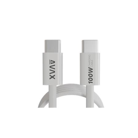 Töltőkábel, USB-C - USB-C, mágneses, 100W, 1 m, AVAX "CB610W Magnety", fehér