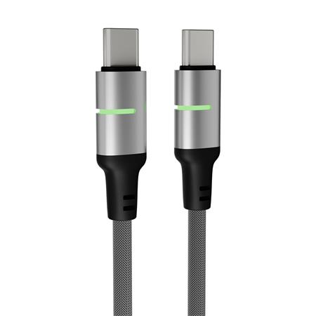 Töltőkábel, USB-C - USB-C, 60W, 2 m, AVAX "CB632 Steely LED", fekete