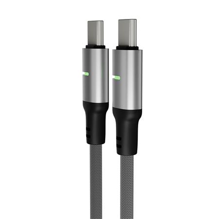 Töltőkábel, USB-C - USB-C, 60W, 2 m, AVAX "CB632 Steely LED", fekete