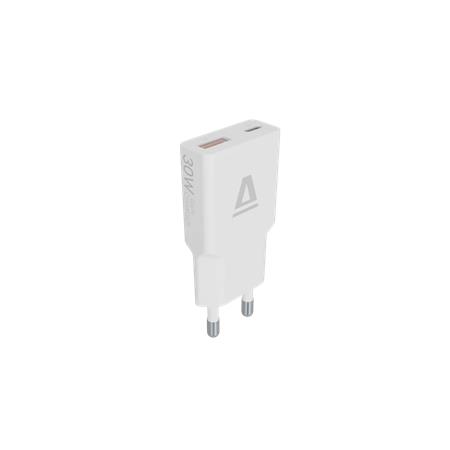 Hálózati töltő, GaN, USB-A + USB-C, AVAX "CH641W Nano Slim", fehér