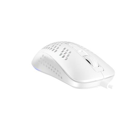 Egér, vezetékes, gaming, RGB, AVAX "LW01", fehér