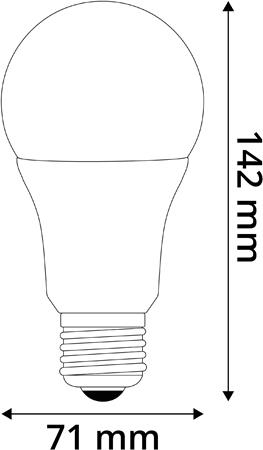 LED izzó, E27, gömb, A70, 16W, 1901lm, 3000K, AVIDE