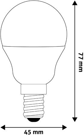 LED izzó, E14, kisgömb, G45, 4,5W, 470lm, 6400K, AVIDE
