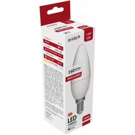 LED izzó, E14, gyertya, 2,5W, 250lm, 3000K, AVIDE