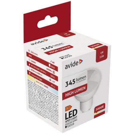 LED izzó, GU10 spot, 4W, 345lm, 3000K, AVIDE