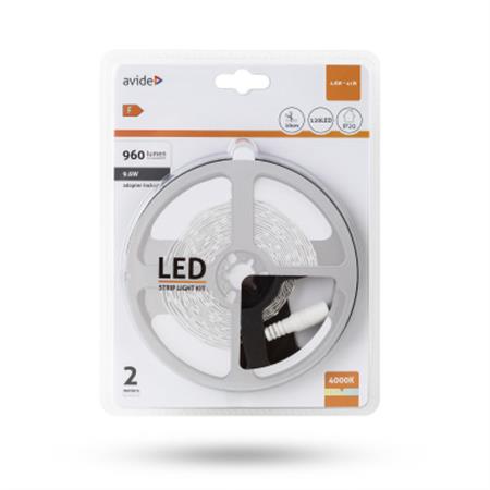 LED szalag, 2m, 120 LED, 4,8W, 960lm, fehér, 4000K, AVIDE