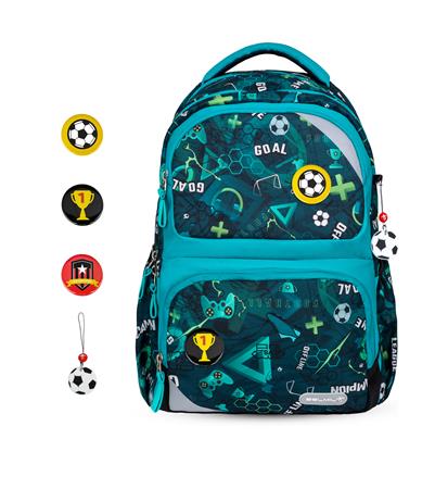 Iskolatáska, cipzáras, BELMIL "Maxi Pack Football Goal", foci