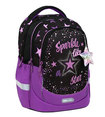 Iskolatáska, cipzáras, BELMIL "Leisure Plus Sparkle like a Star", csillagok