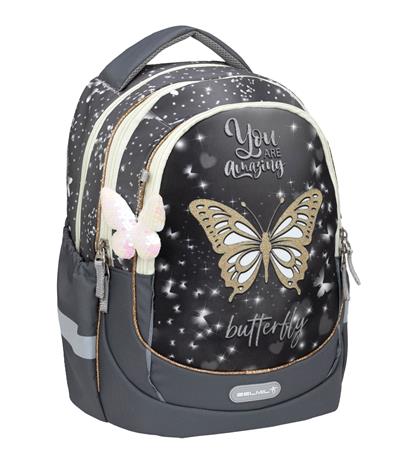 Iskolatáska, cipzáras, BELMIL "Leisure Plus Starlight Butterfly", csillagfény pillangó