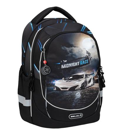 Iskolatáska, cipzáras, BELMIL "Leisure Plus Midnight Turbo", versenyautó