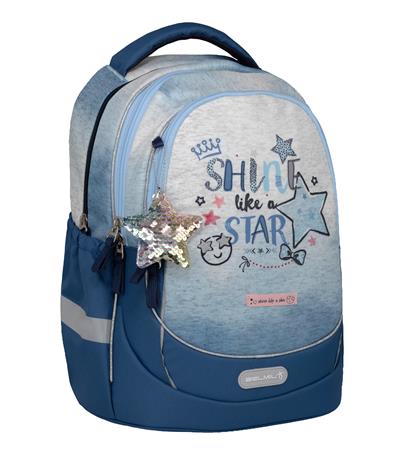 Iskolatáska, cipzáras, BELMIL "Leisure Plus Shine like a Star Jeans", csillag
