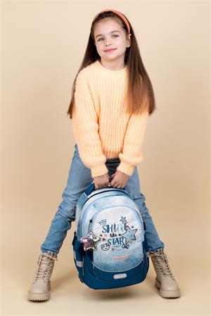 Iskolatáska, cipzáras, BELMIL "Leisure Plus Shine like a Star Jeans", csillag
