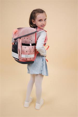 Iskolatáska, fémcsat, BELMIL "Classy Ballerina", fekete-rózsaszín, balerina