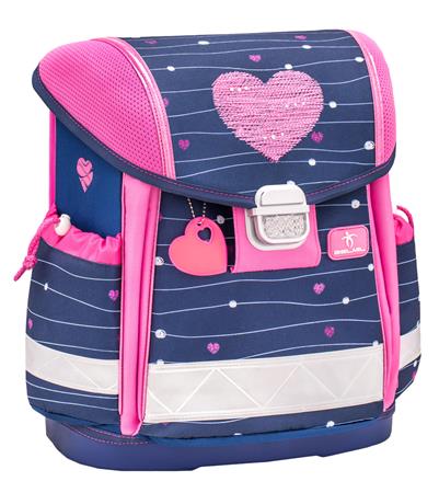 Iskolatáska, fémcsat, BELMIL "Classy Simple Hearts", rózsaszín szív