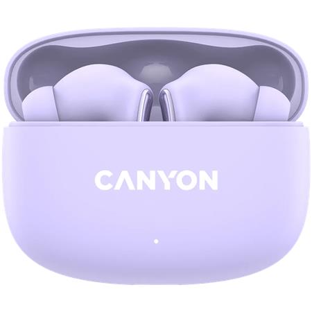 Fülhallgató, TWS vezeték nélküli, Bluetooth 5.4, CANYON "OnGo 9", levendula