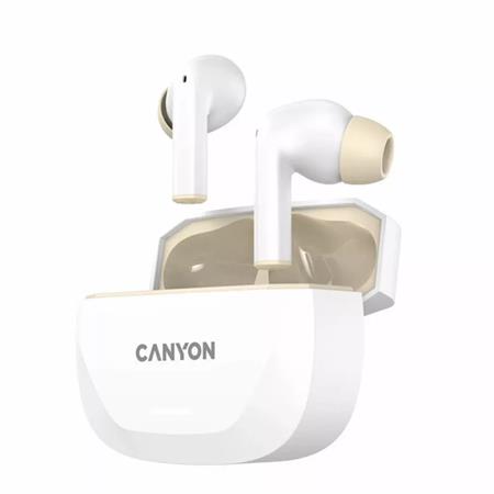 Fülhallgató, TWS vezeték nélküli, Bluetooth 5.4, CANYON "Hexagon 7", fehér-bézs