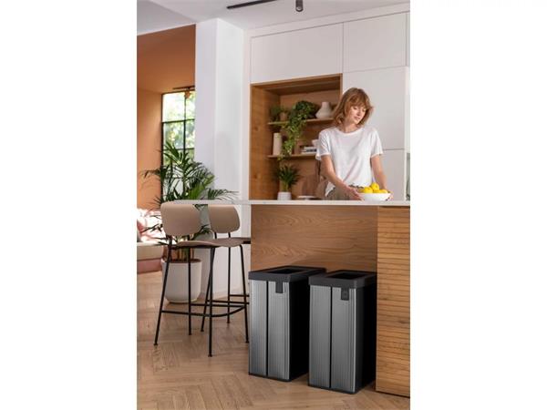 Szelektív hulladékgyűjtő, fedél nélküli, 54 liter, CURVER "Verto Recycle", szürke/fekete