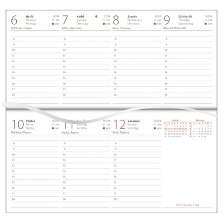 Zsebnaptár, fekvő elrendezésű, DAYLINER, "Pannon", fekete