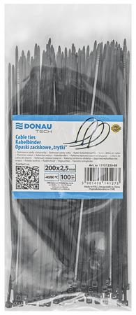 Kábelkötegelő, gyorskötöző, 2,5x200mm, DONAU "Tech", fekete