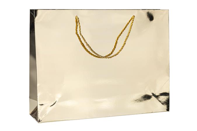 Ajándéktáska, zsinórfüles, 40x30x10 cm, DONAU "Home", vegyes metál színek