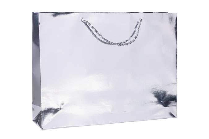 Ajándéktáska, zsinórfüles, 40x30x10 cm, DONAU "Home", vegyes metál színek