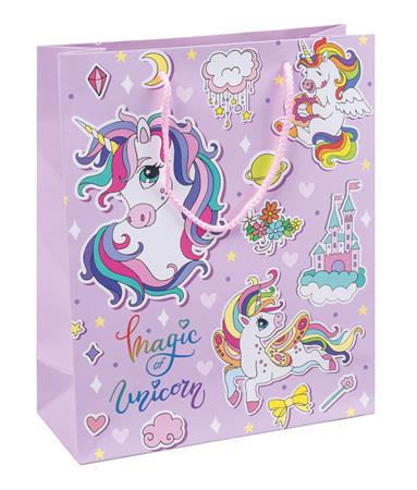 Ajándéktáska, zsinórfüles, 25x30x10 cm, DONAU "Home", vegyes gyermek minta