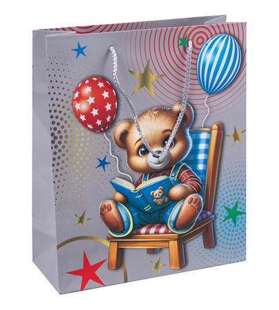 Ajándéktáska, zsinórfüles, 25x30x10 cm, DONAU "Home", vegyes gyermek minta