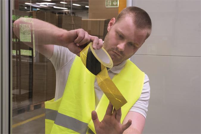 Jelölőszalag, 50 mm x 33 m, 0,16 mm, DURABLE "DURALINE", sárga-fekete