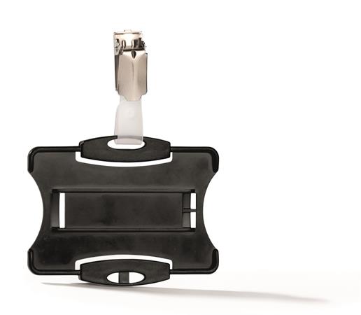 Azonosítókártya-tartó, 54x85 mm, csiptetővel, DURABLE, fekete