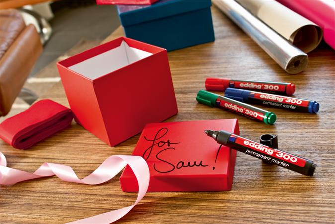 Alkoholos marker készlet, 1,5-3 mm, kúpos, EDDING "300", 4 különböző szín