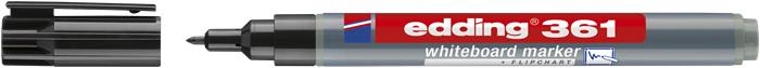 Tábla- és flichart marker, kúpos, 1 mm, EDDING "361", fekete