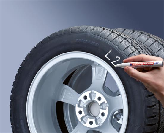 Gumijelölő marker, 2-4 mm, kúpos, EDDING "8050", fehér