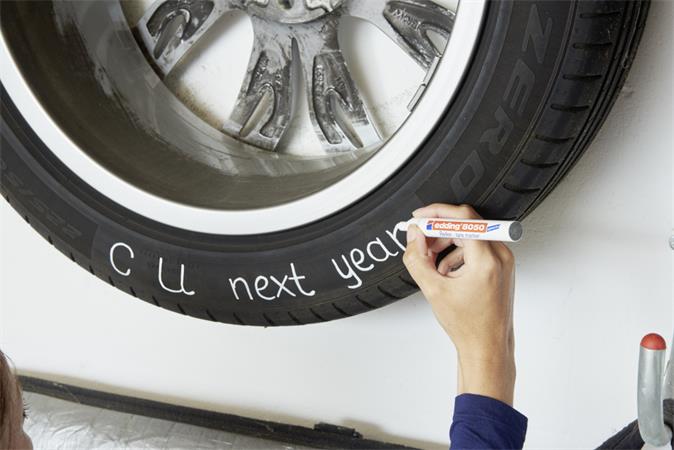 Gumijelölő marker, 2-4 mm, kúpos, EDDING "8050", fehér