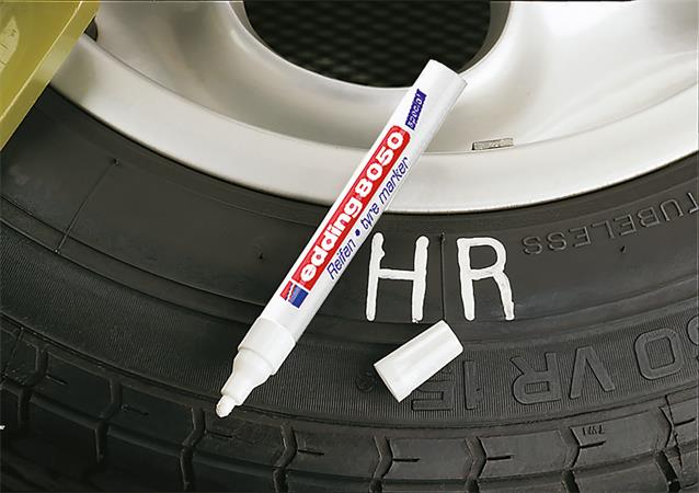 Gumijelölő marker, 2-4 mm, kúpos, EDDING "8050", fehér