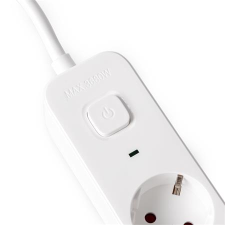 Elosztósor, 4 aljzat, 1,5 m, USB, kapcsolóval, ENTAC, fehér