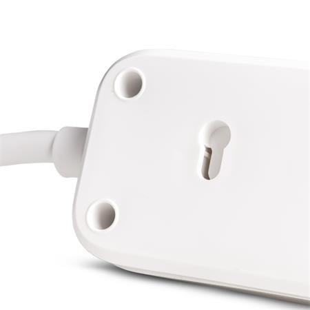 Elosztósor, 4 aljzat, 1,5 m, USB, kapcsolóval, ENTAC, fehér