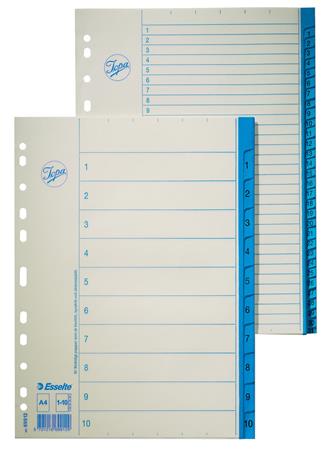 Regiszter, karton, A4, 1-12, ESSELTE, fehér