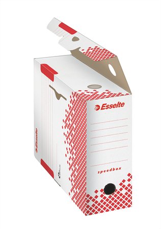 Archiválódoboz, A4, 100 mm, újrahasznosított karton, ESSELTE "Speedbox", fehér