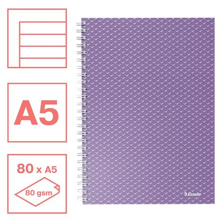 Spirálfüzet, A5, vonalas, 80 lap, ESSELTE "Colour`Breeze", levendula