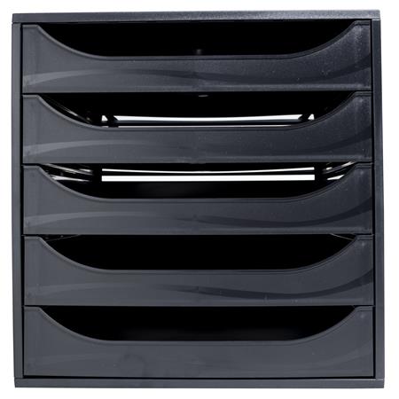 Irattároló, műanyag, 5 fiókos, EXACOMPTA "Ecobox ExoBlack", fekete