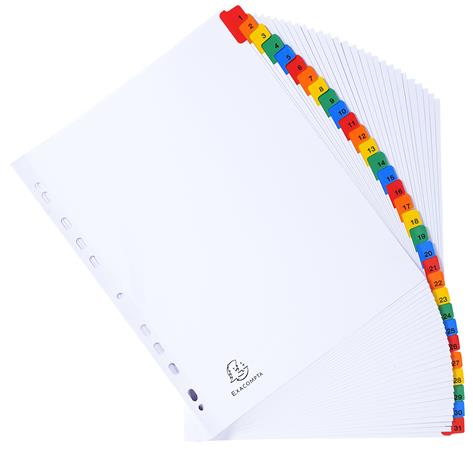 Regiszter, karton, A4+, 1-31, EXACOMPTA, fehér