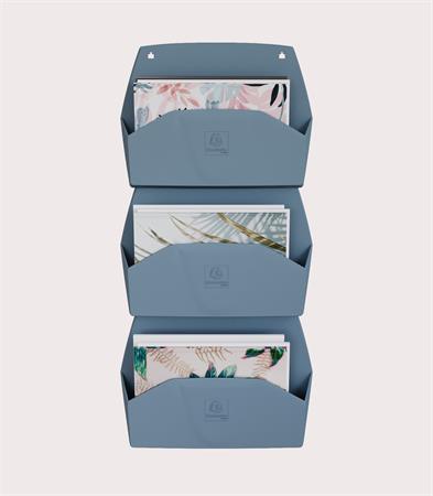 Fali rendszerező, 1 rekeszes, fekvő, 38,2x28,9x7,2 cm, EXACOMPTA "Autentik", kékesszürke