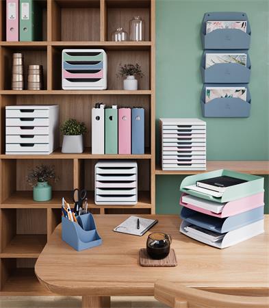 Fali rendszerező, 1 rekeszes, fekvő, 38,2x28,9x7,2 cm, EXACOMPTA "Autentik", kékesszürke