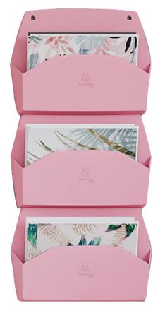 Fali rendszerező, 1 rekeszes, fekvő, 38,2x28,9x7,2 cm, EXACOMPTA "Autentik", rózsaszín